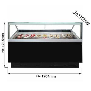 Espositore gelato – 1201 x 1167 x 1215 mm – Nero con LED
