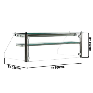 Alzata in vetro con 1 scomparto – 800 x 650 x 440 mm – 15 Kg – Illuminazione LED inclusa