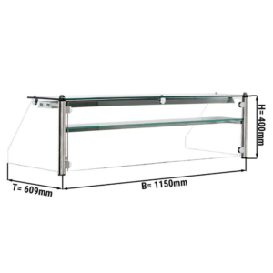 Alzata in vetro con 1 scomparto – 1150 x 609 x 400 mm – 25 Kg – Illuminazione LED inclusa