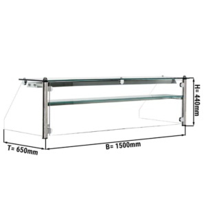 Alzata in vetro con 1 scomparto – 1500 x 650 x 440 mm – 15 Kg – Illuminazione LED inclusa