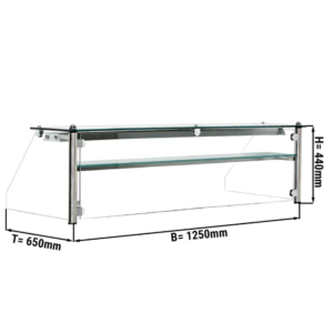 Alzata in vetro con 1 scomparto – 1250 x 650 x 440 mm – 20 Kg – Illuminazione LED inclusa