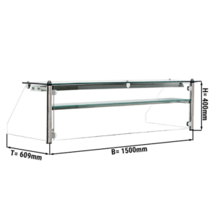 Alzata in vetro con 1 scomparto – 1500 x 609 x 400 mm – 30 Kg – Illuminazione LED inclusa