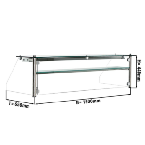 Alzata in vetro con 1 scomparto – 1500 x 650 x 440 mm – 25 Kg – Illuminazione LED inclusa