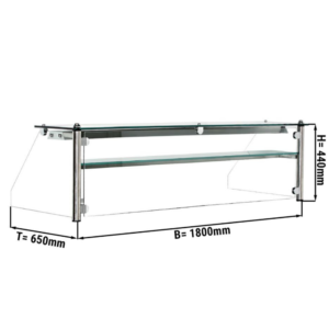 Alzata in vetro con 1 scomparto – 1800 x 650 x 440 mm – 30 kg – Illuminazione LED inclusa