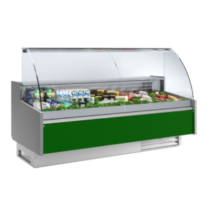 Banco refrigerato colorato con vetro curvo – 2560 x 995 x 1280 mm