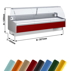 Banco refrigerato colorato con vetro curvo – 2872 x 995 x 1280 mm