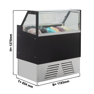 Vetrina per gelateria – nero – 1193 x 654 x 1275 mm – vetro frontale riscaldato