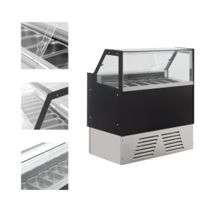 Vetrina per gelateria – nero – 1193 x 654 x 1275 mm – vetro frontale riscaldato