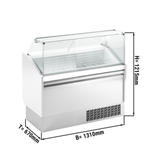 Vetrina per gelateria – bianco – 1310 x 670 x 1215 mm – contenitore 7 + 7 Lt