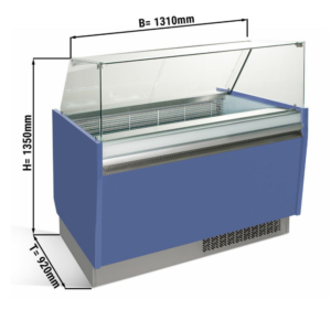 Vetrina per gelateria – blu – 1310 x 670 x 1350 mm – contenitore 10 + 10 Lt