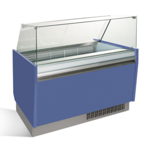 Vetrina per gelateria – blu – 1310 x 670 x 1350 mm – contenitore 10 + 10 Lt