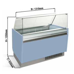 Vetrina per gelateria – celeste – 1310 x 670 x 1350 mm – contenitore 10 + 10 Lt