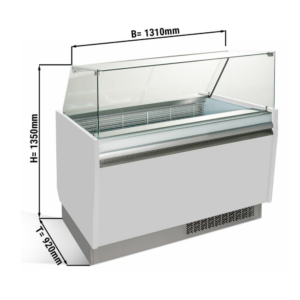 Vetrina per gelateria – bianco – 1310 x 670 x 1350 mm – contenitore 10 + 10 Lt