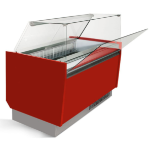 Vetrina per gelateria – rosso – 1310 x 670 x 1350 mm – contenitore 10 + 10 Lt