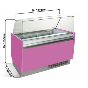 Vetrina per gelateria – rosa – 1310 x 670 x 1350 mm – contenitore 10 + 10 Lt