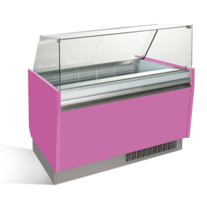 Vetrina per gelateria – rosa – 1310 x 670 x 1350 mm – contenitore 10 + 10 Lt