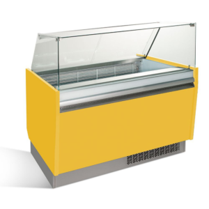 Vetrina per gelateria – giallo – 1310 x 670 x 1350 mm – contenitore 10 + 10 Lt