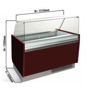 Vetrina per gelateria – rosso granata – 1310 x 670 x 1350 mm – contenitore 10 + 10 Lt