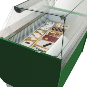 Vetrina per gelateria – verde – 1310 x 670 x 1350 mm – contenitore 10 + 10 Lt