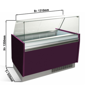Vetrina per gelateria – viola – 1310 x 670 x 1350 mm – contenitore 10 + 10 Lt