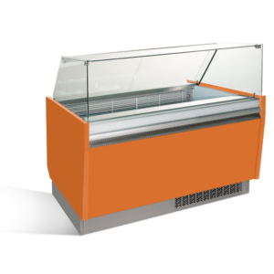 Vetrina per gelateria – arancione – 1562 x 920 x 1350 mm – contenitore 13 + 13 Lt