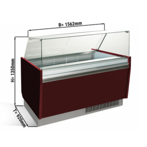 Vetrina per gelateria – rosso granata – 1562 x 920 x 1350 mm – contenitore 13 + 13 Lt