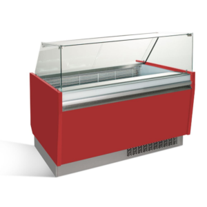 Vetrina per gelateria – rosso – 1562 x 920 x 1350 mm – contenitore 13 + 13 Lt