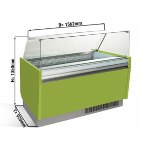 Vetrina per gelateria – verde chiaro – 1562 x 920 x 1350 mm – contenitore 13 + 13 Lt