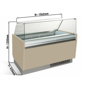 Vetrina per gelateria – beige – 1562 x 920 x 1350 mm – contenitore 13 + 13 Lt