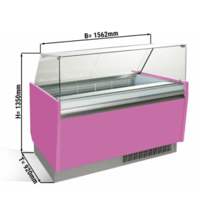 Vetrina per gelateria – rosa – 1562 x 920 x 1350 mm – contenitore 13 + 13 Lt