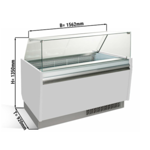 Vetrina per gelateria – bianco – 1562 x 920 x 1350 mm – contenitore 13 + 13 Lt
