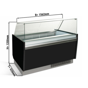 Vetrina per gelateria – nero – 1562 x 920 x 1350 mm – contenitore 13 + 13 Lt