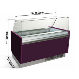 Vetrina per gelateria – viola – 1562 x 920 x 1350 mm – contenitore 13 + 13 Lt