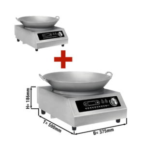 Set 2 pezzi – Piano cottura a induzione per wok – wok inclusa – 375 x 500 x 186 mm – 3,5 kW
