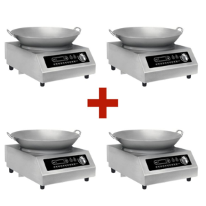 Set 4 pezzi – Piano cottura a induzione per wok – wok inclusa – 375 x 500 x 186 mm – 3,5 kW