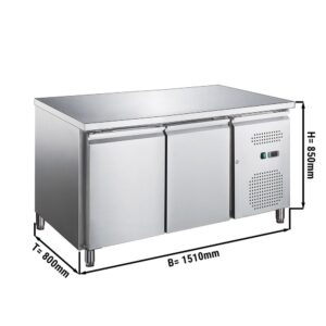 Banco refrigerato per pasticceria – -2 °C a +8 °C – con 2 porte – 1510 x 800 x 850 mm