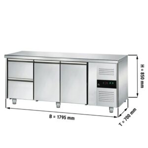 Banco refrigerato – -2 °C a +8 °C – con 2 porte e 2 cassetti 1/2 – 1795 x 700 x 850 mm