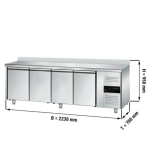 Banco refrigerato – -2 °C a +8 °C – con 4 porte e alzatina – 2230 x 700 x 950 mm