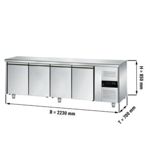 Banco refrigerato – -2 °C a +8 °C – con 4 porte – 2230 x 700 x 850 mm