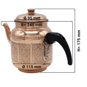 Teiera in rame con coperchio – 1 litro – 240 x 115 x 175 mm