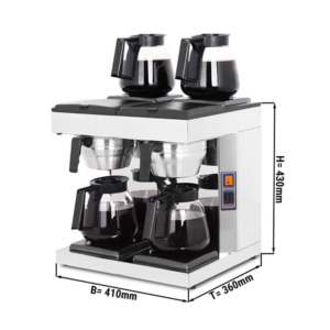 Macchina per caffè con filtro – 4 piastre riscaldanti – 2 x 1,8 litri – 410 x 360 x 430 mm