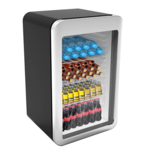 Minibar refrigerato – nero e argento – 1 porta in vetro – 113 litri – 495 x 525 x 825 mm