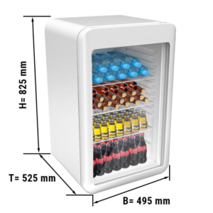 Minibar refrigerato – bianco – 1 porta in vetro – 113 litri – 495 x 525 x 825 mm