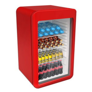 Minibar refrigerato – rosso – 1 porta in vetro – 113 litri – 495 x 525 x 825 mm