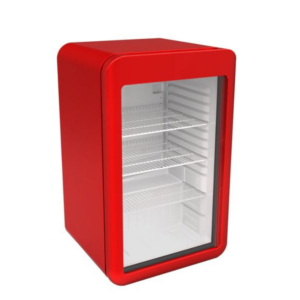 Minibar refrigerato – rosso – 1 porta in vetro – 113 litri – 495 x 525 x 825 mm