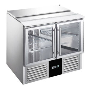 Saladette / Banco refrigerato – da +2 °C a +8 °C – 2 porte in vetro – 900 x 700 x 876 mm