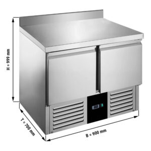 Saladette / Tavolo refrigerato – da +2 °C a +8 °C – 2 porte e alzatina – 900 x 700 x 999 mm