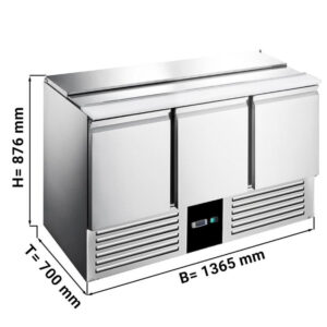Saladette / Tavolo refrigerato – da +2 °C a +8 °C – 3 porte – 1368 x 700 x 877 mm