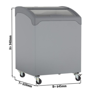 Congelatore a pozzetto con coperchio in vetro – 117 litri – grigio – illuminazione LED – 645 x 650 x 940 mm
