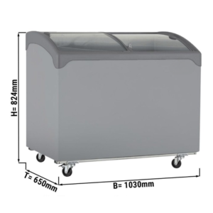Congelatore a pozzetto con coperchio in vetro – 209 litri – grigio – illuminazione LED – 1030 x 650 x 824 mm